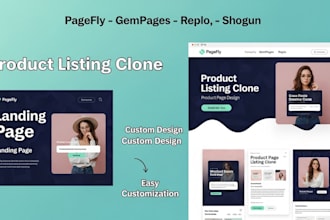 create product listing shopify landing page in pagefly, gempages, replo, shogun