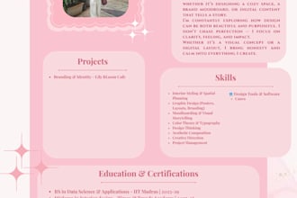 design a modern one page portfolio for job or freelance use
