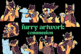 draw furry telegram sticker design discord nsfw sticker fursona art commission
