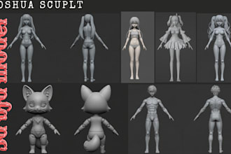 3d bjd stl file for printing 3d flexible model articulated model for 3d printing