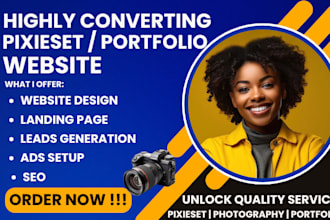 design a professional pixieset photography website portfolio