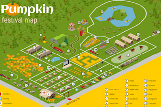 design custom vector maps for events, site map, websites, branding and city maps