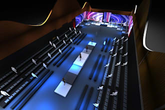 design realistic 3d theater rooms, movie cinema cgi visuals, 3d room design