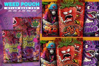 design custom cannabis pouch weed logo nylon bag and craft packaging