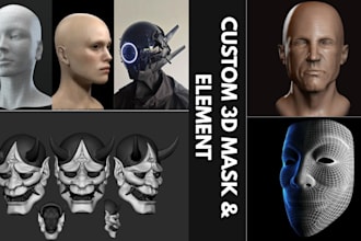 sculpt and model 3d mask, 3d helmet, 3d model cosplay, 3d face, 3d mask design