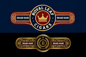do modern cigar logo, bands, label, and cigar box design