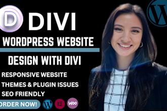 design divi wordpress website with SEO custom layout woocommerce do optimization