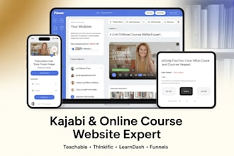 be your kajabi expert and create online course website using thinkific teachable