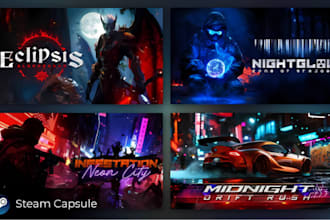design game banner steam capsule game ui game poster game art logo steam graphic