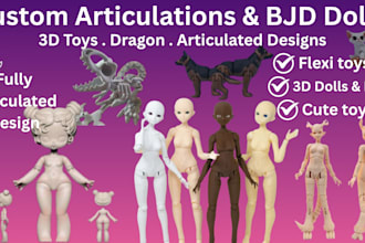 3d articulated model, 3d bjd model, 3d flexi model, bjd toy design, 3d bjd doll