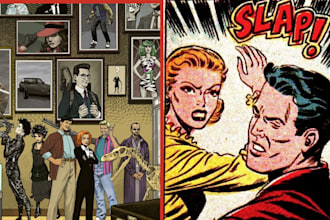 draw retro vintage comic pages illustration art horror comic character anime