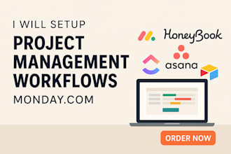 setup monday, honeybook, asana, clickup, airtable workflows