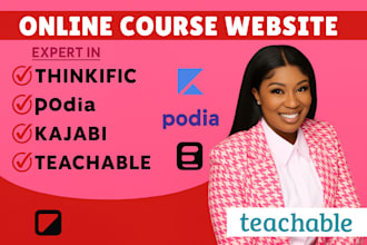 do online course website thinkific website kajabi podia website and teachable