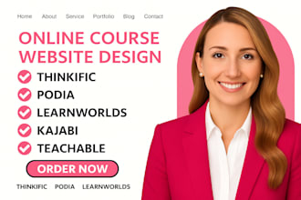 do online course website thinkific website kajabi podia website and teachable
