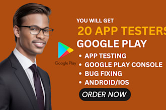 provide 12 or 20 app testers for google play console closed testing for 14days