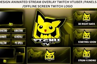 design animated stream overlay twitch vtuber panels offline screen twitch logo