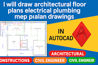 draw architectural floor plans electrical plumbing mep plan drawings in autocad