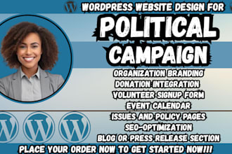 political campaign website, candidate website, election website, donation web
