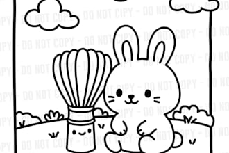 draw a cute custom coloring book page for kids and adults