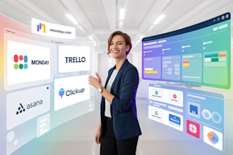 setup monday crm board workflows automation asana trello clickup notion template
