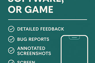 test your app, software, or game and provide detailed feedback