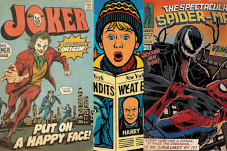 design retro comic page illustration nsfw vintage retro comic book art pop art