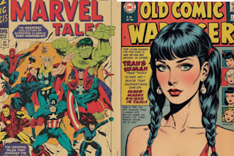 design retro vintage illustration retro comic book pop art, retro vintage poster