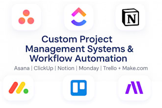 build your workflow in asana, clickup, notion, monday, or trello and automation