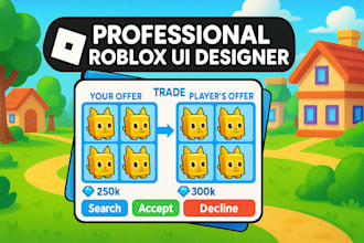 create roblox UI, animation and custom scripting for any game  style