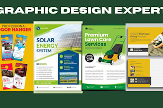 design eddm postcard, door hanger, pressure washing, solar and lawn care flyer