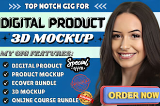 design digital product mockup ecover bundle 3d mockup and online course bundle
