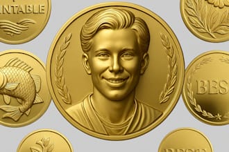 sculpt 3d printable coin, bas relief, cnc medallion, 3d coin model and medal