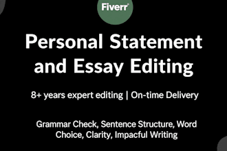 edit personal statement, statement of purpose, or essay