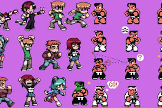 do pixel art character design sprite sheet animation rpg game pixel art