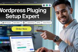 setup wpforms, updraftplus, wp rocket, wpml, rank math and astra  on wordpress