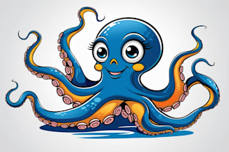 do awesome octopus, pate, animal mascot logo