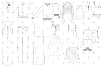 draw professional fashion flats, tech sketches