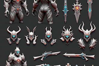 design 3d print cosplay armor, masks, swords, helmets, guns stl models
