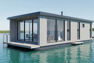 design and renovate 3d beach house, float house, camp cabin, dock house