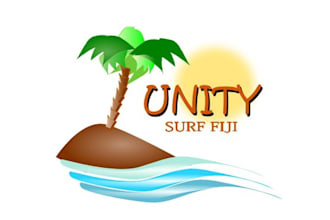 design awesome fun beach logo for unity surf fiji