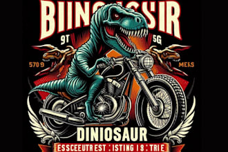 create high quality biker dinosaur t shirt logo