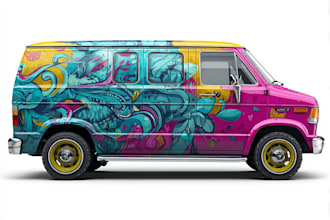draw car wrap design, vehicle wrap design, van wrap design