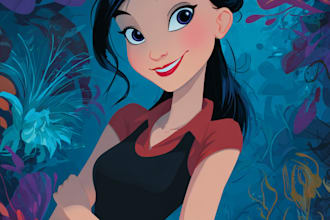draw you an cute disney cartoon pet portrait