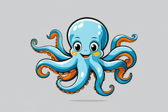 do awesome octopus, pate, animal mascot logo