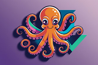 do awesome octopus, pate, animal mascot logo