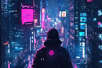 do cyberpunk scifi futuristic city no ai use