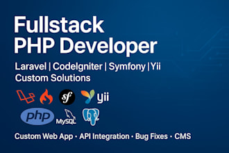build a custom full stack web application using laravel and codeigniter and spa