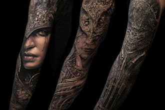 draw custom tattoo design realistic, full sleeve tattoo