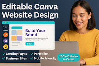 design editable canva website landing page portfolio business site newsletter