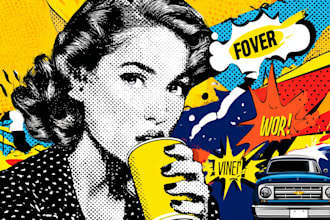 draw a retro pop art roy lichtenstein style